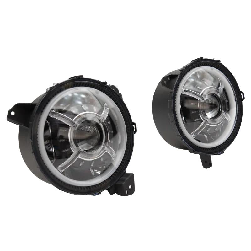 Raxiom Raxiom 18-22 Jeep Wrangler JL/ JT 9-Inch LED Headlights w/ DRL and Halo- Black Housing (Clear Lens)