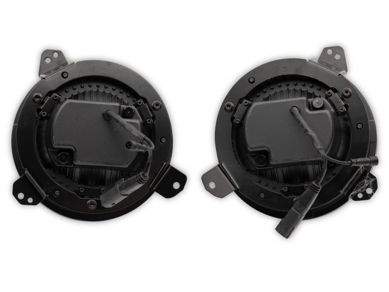 Raxiom 18-22 Jeep Wrangler JL/JT Axial 9-Inch LED Headlights w/RGB Halo- Blk Housing (Clear Lens)-Headlights-Raxiom-840179455382-