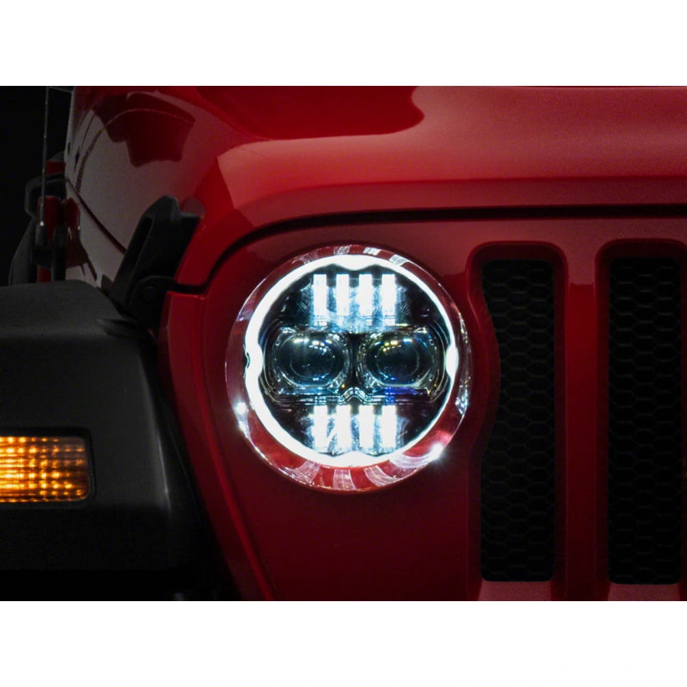 Raxiom 18-23 Jeep Wrangler JL Axial Series 9-In Angel Eye LED Headlights- Black Housing (Clear Lens) - Raxiom J171705