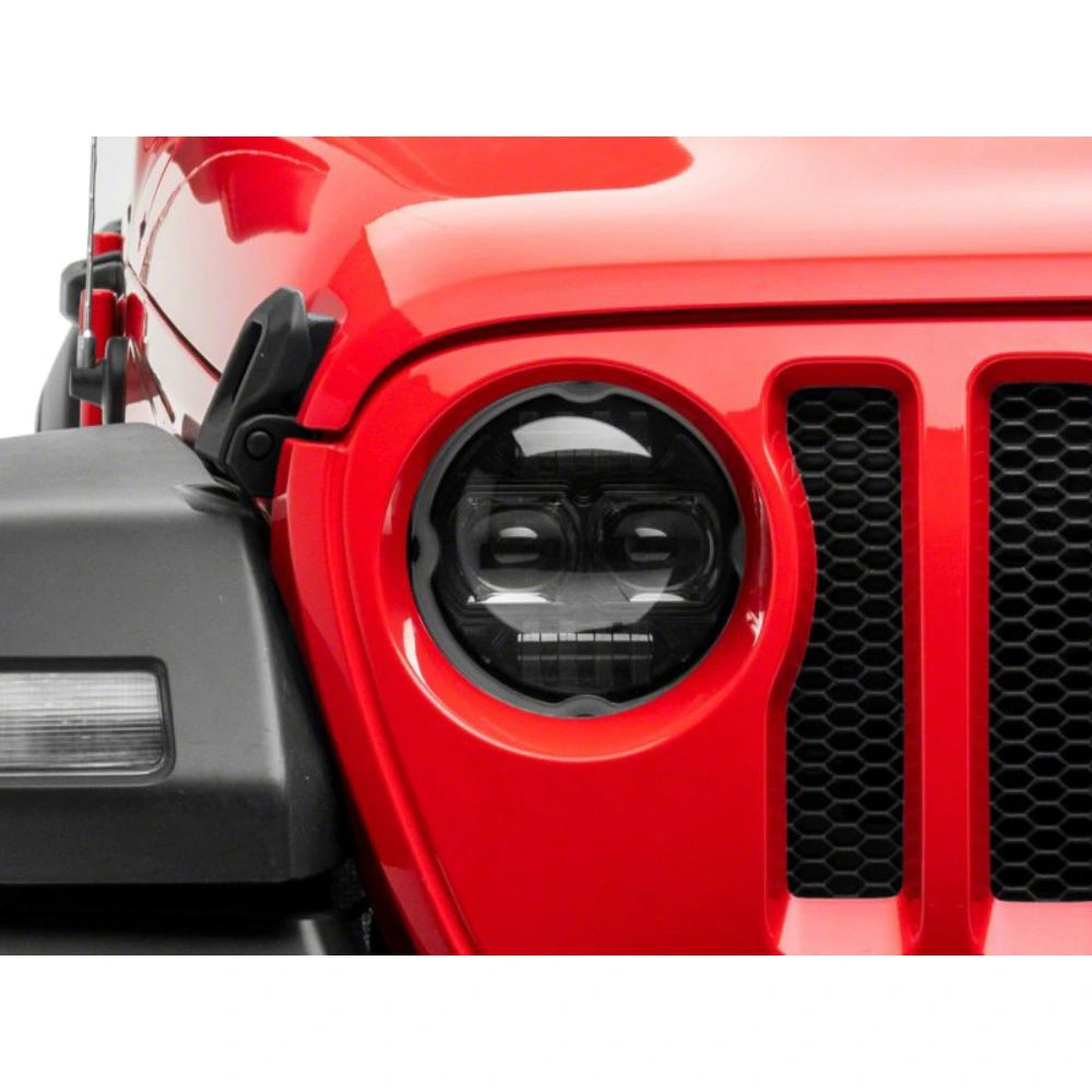 Raxiom 18-23 Jeep Wrangler JL Axial Series 9-In Angel Eye LED Headlights- Black Housing (Clear Lens) - Raxiom J171705