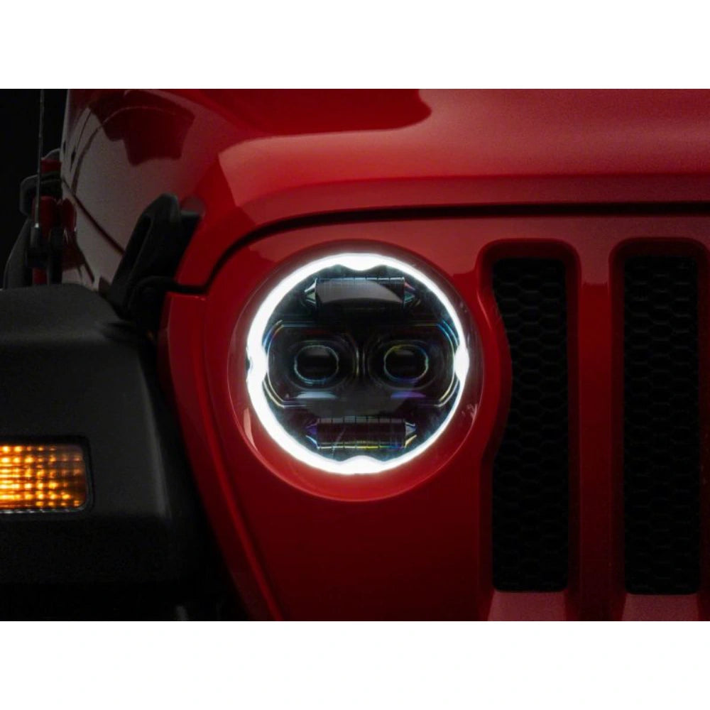 Raxiom 18-23 Jeep Wrangler JL Axial Series 9-In Angel Eye LED Headlights- Black Housing (Clear Lens) - Raxiom J171705