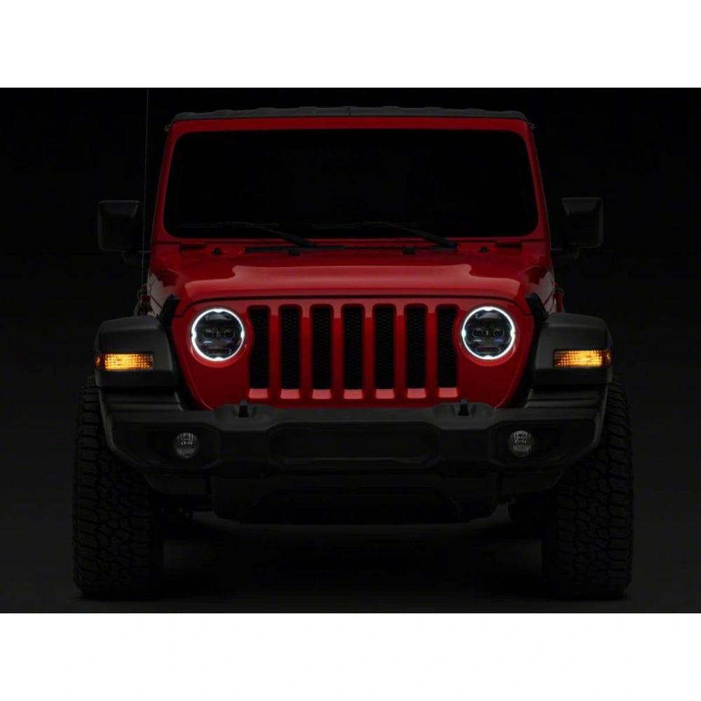 Raxiom 18-23 Jeep Wrangler JL Axial Series 9-In Angel Eye LED Headlights- Black Housing (Clear Lens) - Raxiom J171705