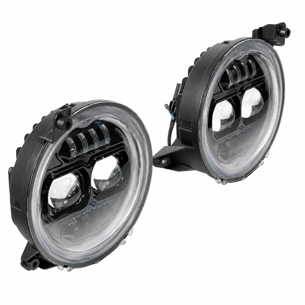 Raxiom 18-23 Jeep Wrangler JL Axial Series 9-In Angel Eye LED Headlights- Black Housing (Clear Lens) - Raxiom J171705