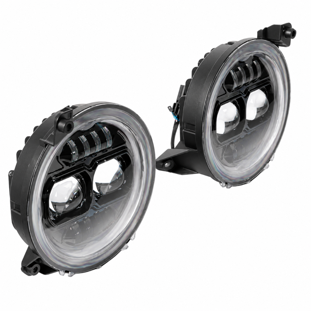 Raxiom Raxiom 18-23 Jeep Wrangler JL Axial Series 9-In Angel Eye LED Headlights- Black Housing (Clear Lens)