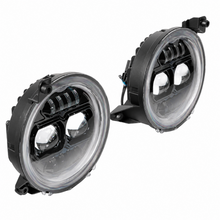 Load image into Gallery viewer, Raxiom Raxiom 18-23 Jeep Wrangler JL Axial Series 9-In Angel Eye LED Headlights- Black Housing (Clear Lens)