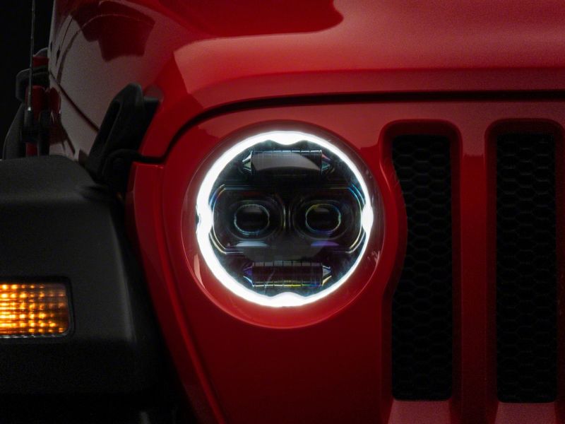 Raxiom Raxiom 18-23 Jeep Wrangler JL Axial Series 9-In Angel Eye LED Headlights- Black Housing (Clear Lens)