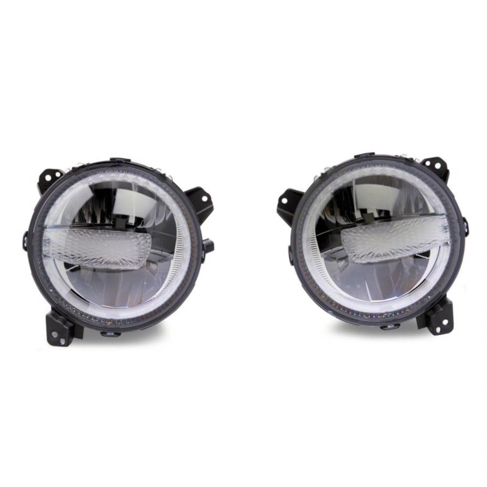 Raxiom 18-23 Jeep Wrangler JL Axial Series 9-In LED Headlights- Black Housing (Clear Lens) - Raxiom J164371
