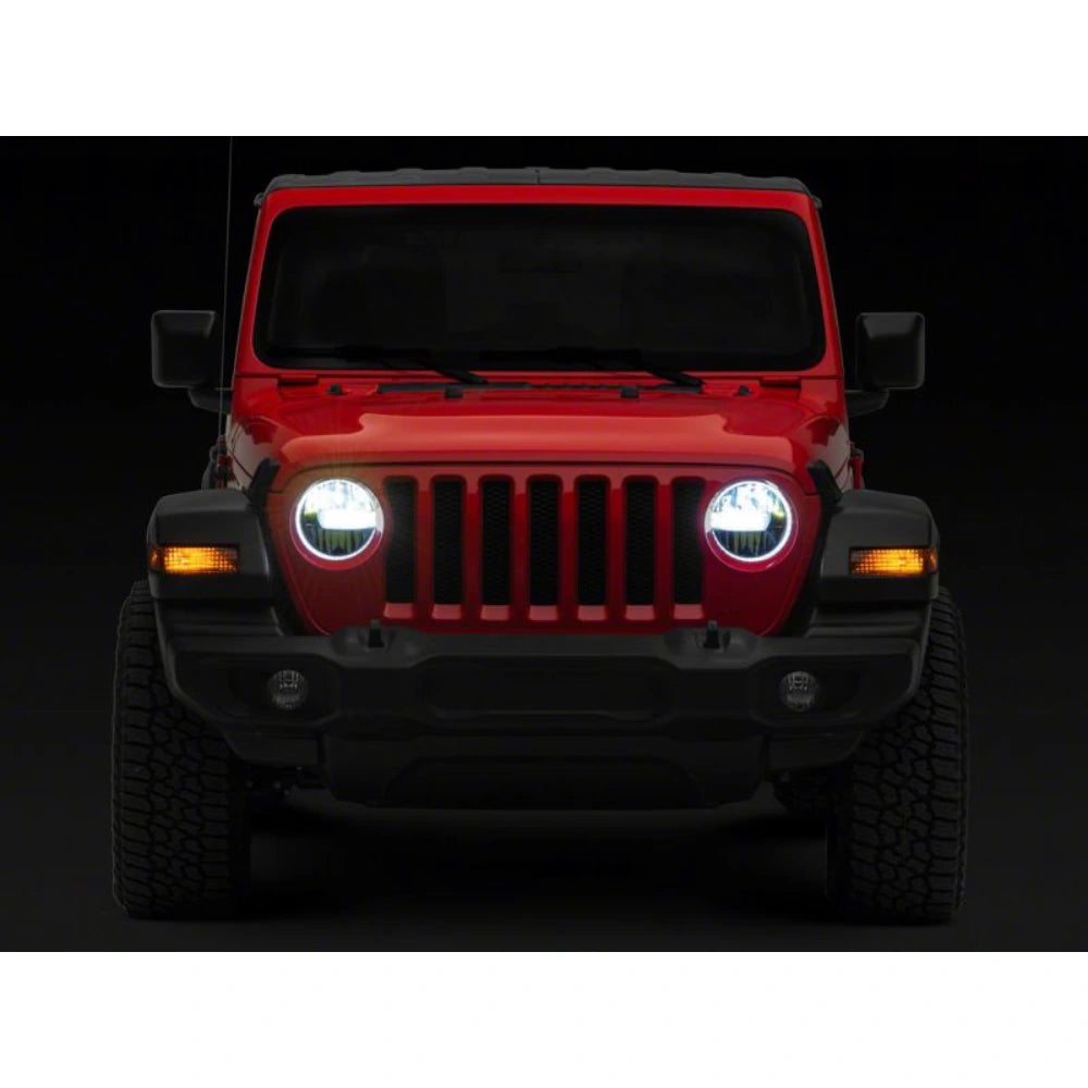 Raxiom 18-23 Jeep Wrangler JL Axial Series 9-In LED Headlights- Black Housing (Clear Lens) - Raxiom J164371