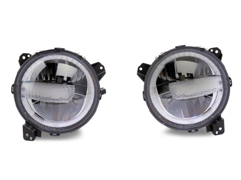 Raxiom Raxiom 18-23 Jeep Wrangler JL Axial Series 9-In LED Headlights- Black Housing (Clear Lens)