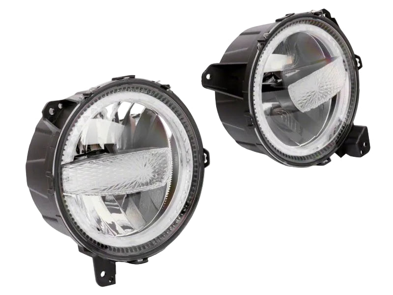 Raxiom Raxiom 18-23 Jeep Wrangler JL Axial Series 9-In LED Headlights- Black Housing (Clear Lens)