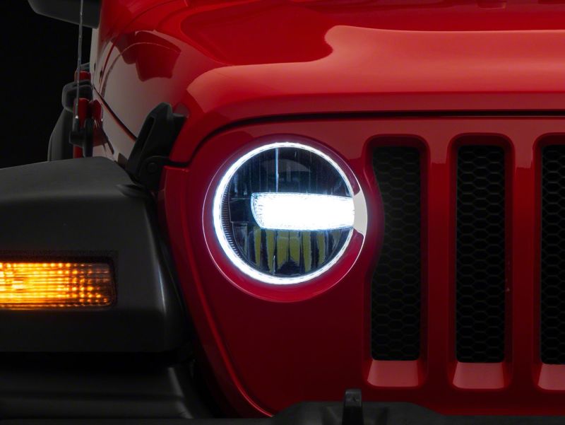 Raxiom Raxiom 18-23 Jeep Wrangler JL Axial Series 9-In LED Headlights- Black Housing (Clear Lens)