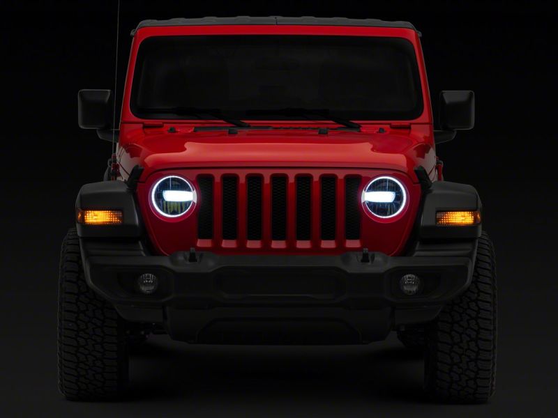 Raxiom Raxiom 18-23 Jeep Wrangler JL Axial Series 9-In LED Headlights- Black Housing (Clear Lens)