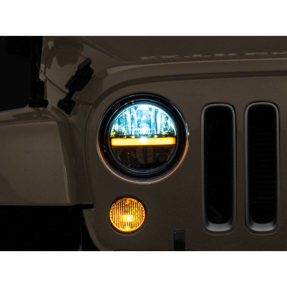 Raxiom 97-18 Jeep Wrangler TJ & JK Axial 7-In LED Headlights w/ DRL - Black Housing (Clear Lens) - Raxiom J143372