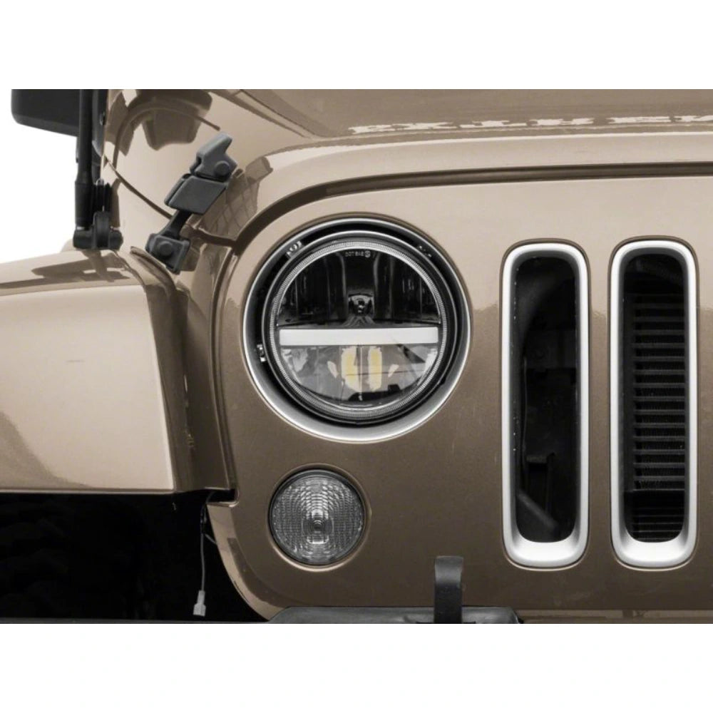 Raxiom 97-18 Jeep Wrangler TJ & JK Axial 7-In LED Headlights w/ DRL - Black Housing (Clear Lens) - Raxiom J143372