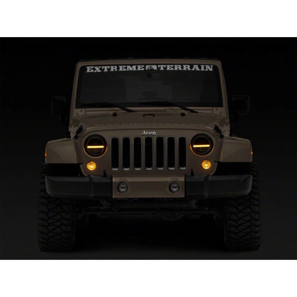Raxiom 97-18 Jeep Wrangler TJ & JK Axial 7-In LED Headlights w/ DRL - Black Housing (Clear Lens) - Raxiom J143372