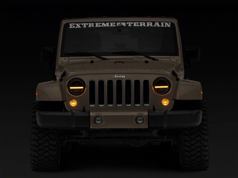 Raxiom Raxiom 97-18 Jeep Wrangler TJ & JK Axial 7-In LED Headlights w/ DRL - Black Housing (Clear Lens)