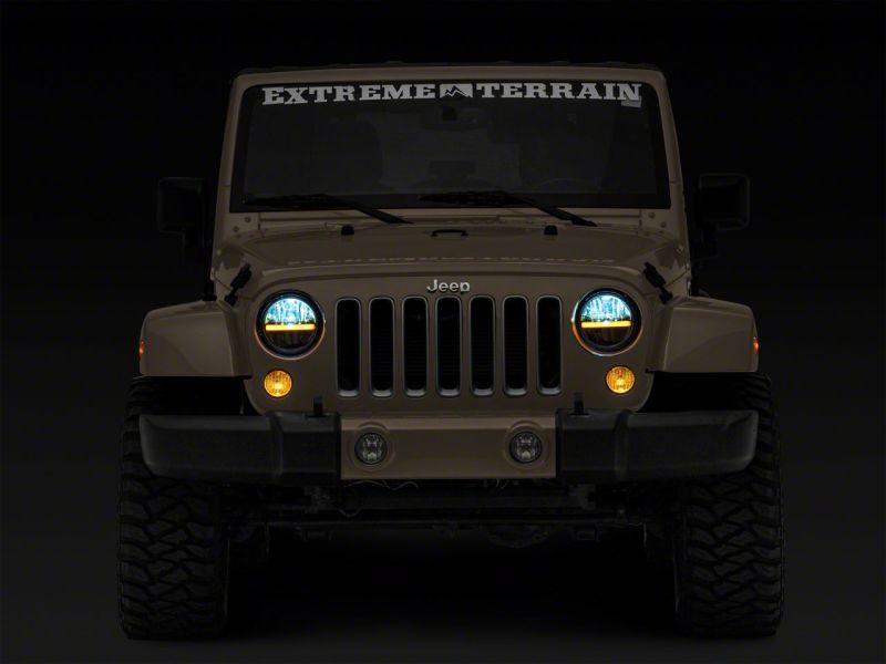 Raxiom Raxiom 97-18 Jeep Wrangler TJ & JK Axial 7-In LED Headlights w/ DRL - Black Housing (Clear Lens)
