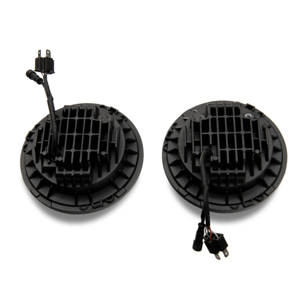 Raxiom 97-18 Jeep Wrangler TJ/JK Axial 7-Inch LED Headlights w/RGB Halo- Black Housing (Clear Lens) - Raxiom J142665