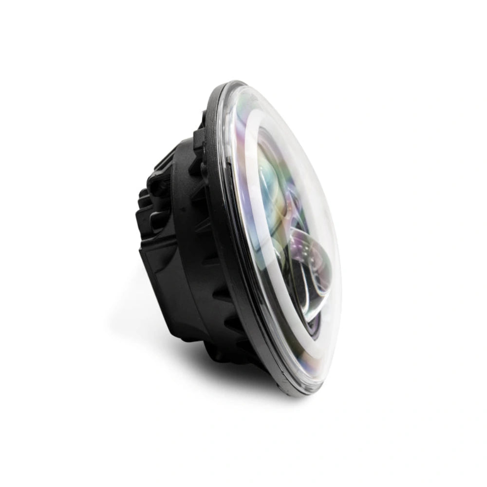 Raxiom 97-18 Jeep Wrangler TJ/JK Axial 7-Inch LED Headlights w/RGB Halo- Black Housing (Clear Lens) - Raxiom J142665