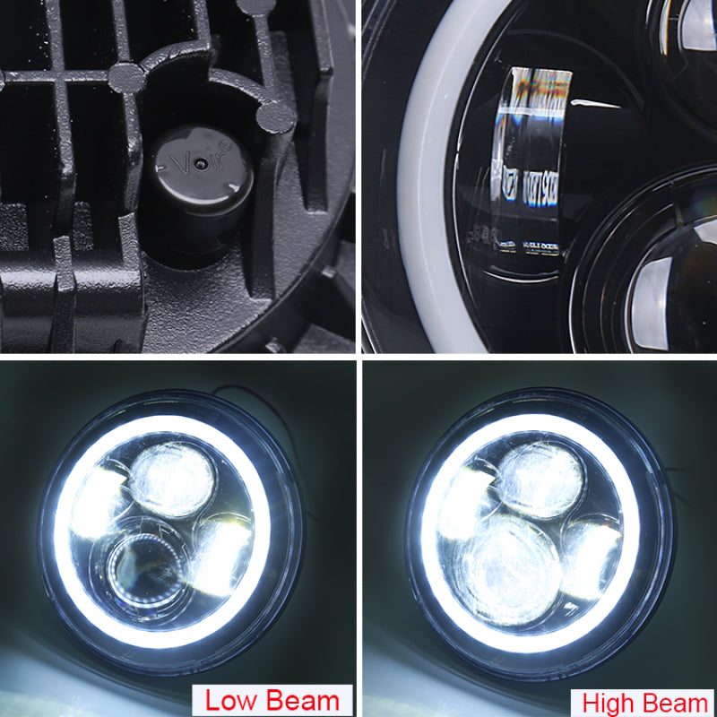 Raxiom Raxiom 97-18 Jeep Wrangler TJ/JK Axial 7-Inch LED Headlights w/RGB Halo- Black Housing (Clear Lens)