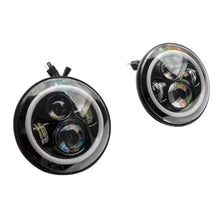 Load image into Gallery viewer, Raxiom Raxiom 97-18 Jeep Wrangler TJ/JK Axial 7-Inch LED Headlights w/RGB Halo- Black Housing (Clear Lens)