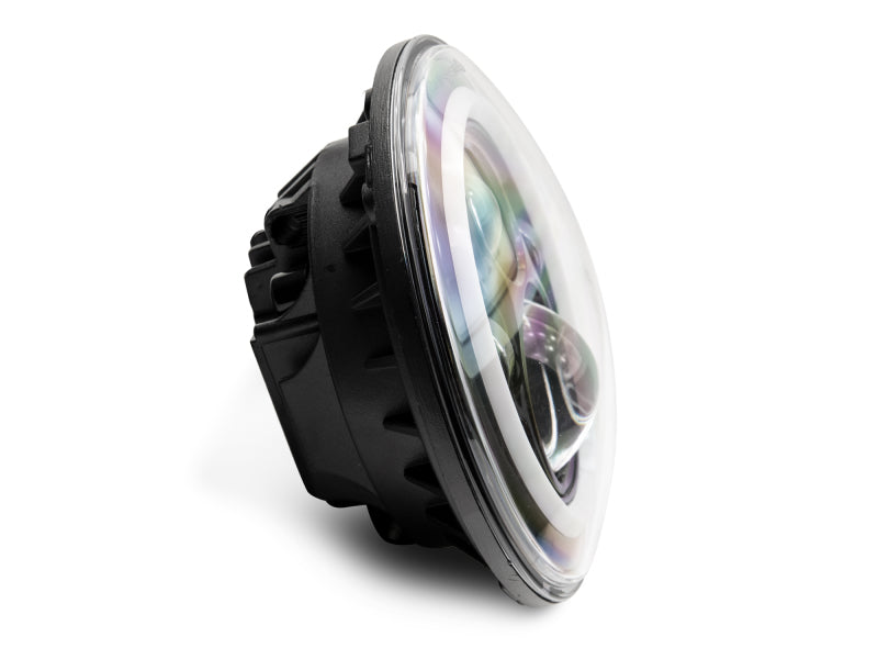 Raxiom Raxiom 97-18 Jeep Wrangler TJ/JK Axial 7-Inch LED Headlights w/RGB Halo- Black Housing (Clear Lens)