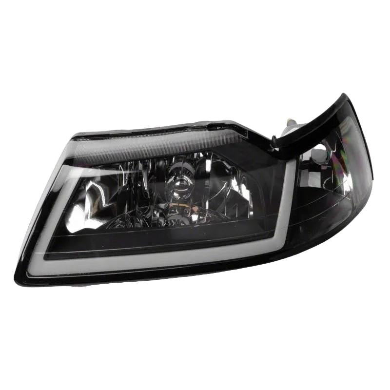Raxiom Raxiom 99-04 Ford Mustang Axial Series Headlights w/ LED Bar- Black Housing (Clear Lens)