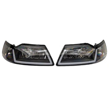 Load image into Gallery viewer, Raxiom 99-04 Ford Mustang Axial Series Headlights w/ Sequential LED Bar- Black Housing (Clear Lens) - Raxiom 422713