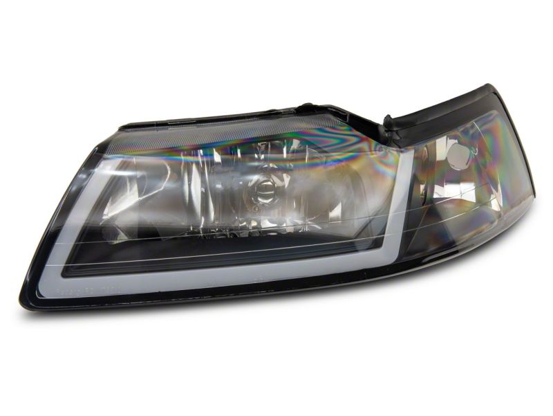 Raxiom Raxiom 99-04 Ford Mustang Axial Series Headlights w/ Sequential LED Bar- Black Housing (Clear Lens)