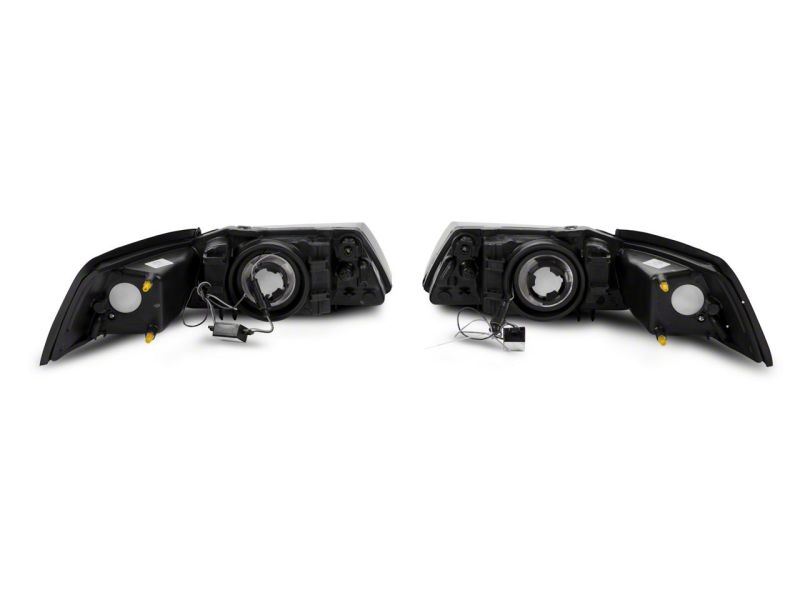 Raxiom 99-04 Ford Mustang Axial Series Headlights w/ LED Bar- Black Housing (Clear Lens) - Raxiom 422712