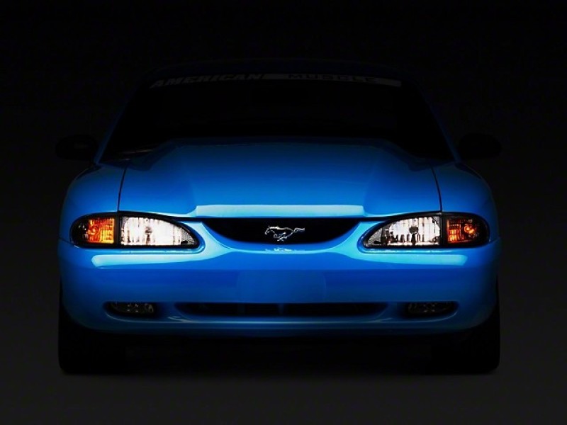 Raxiom 94-98 Mustang Axial Series Cobra Style Headlights- Black Housing (Clear Lens) - Raxiom 49050