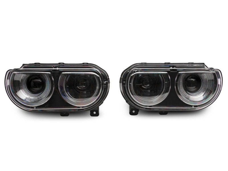 Raxiom 08-14 Dodge Challenger Halo Projctr Headlights w/Sequential Turn Signals-Blk Hsng(Clear Lens) - Raxiom CH3761