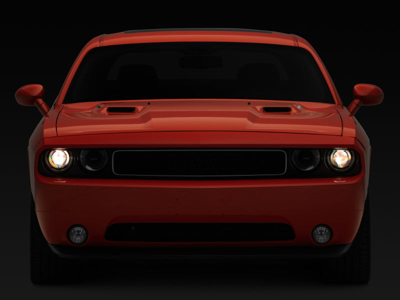 Raxiom 08-14 Dodge Challenger Halo Projctr Headlights w/Sequential Turn Signals-Blk Hsng(Clear Lens) - Raxiom CH3761