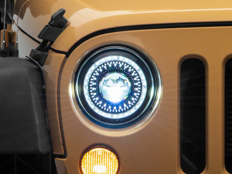 Raxiom 07-18 Jeep Wrangler JK Axial Series 7-In Dragon Eye LED Headlights- Blk Housing (Clear Lens) - Raxiom J167194