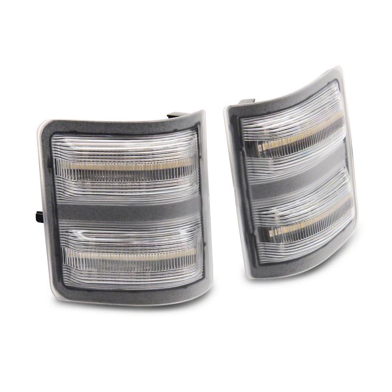 Raxiom 11-16 Ford F-250/F-350 Super Duty Axial LED SEQL Switchback Side Mirror Marker Lamps- Clear - Raxiom SD18247