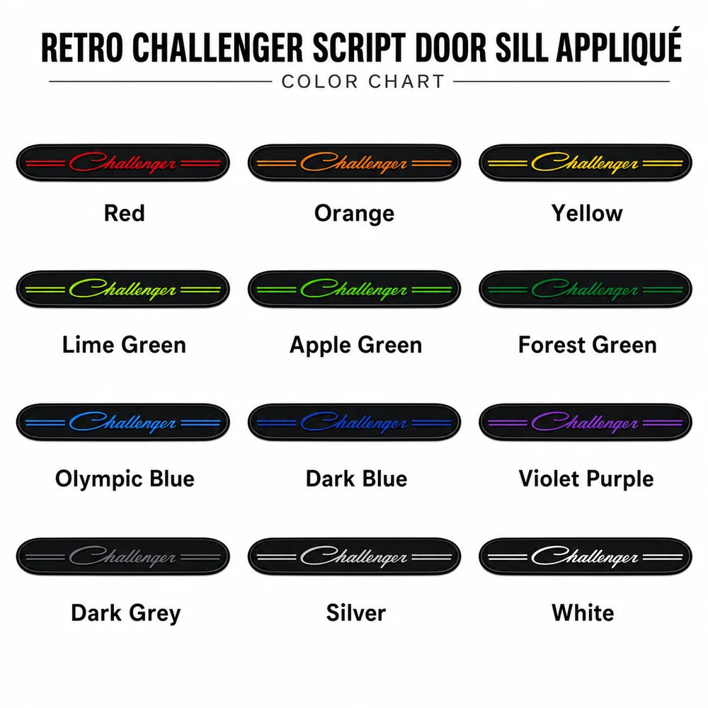 RBDRCHALLENGERSDSAF Retro Challenger Script Door Sill Color Chart