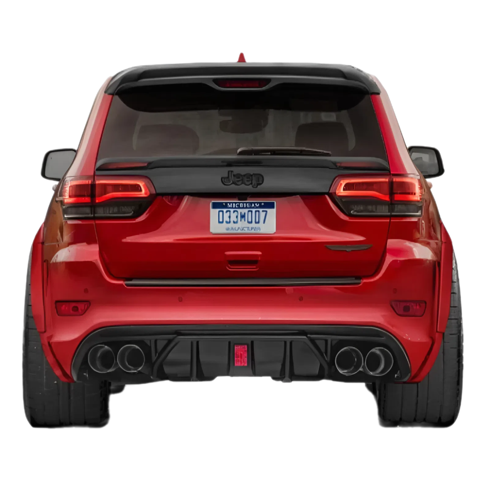 Wideoutt Rear Diffuser installed on Jeep Grand Cherokee WK2 – rear angle view
