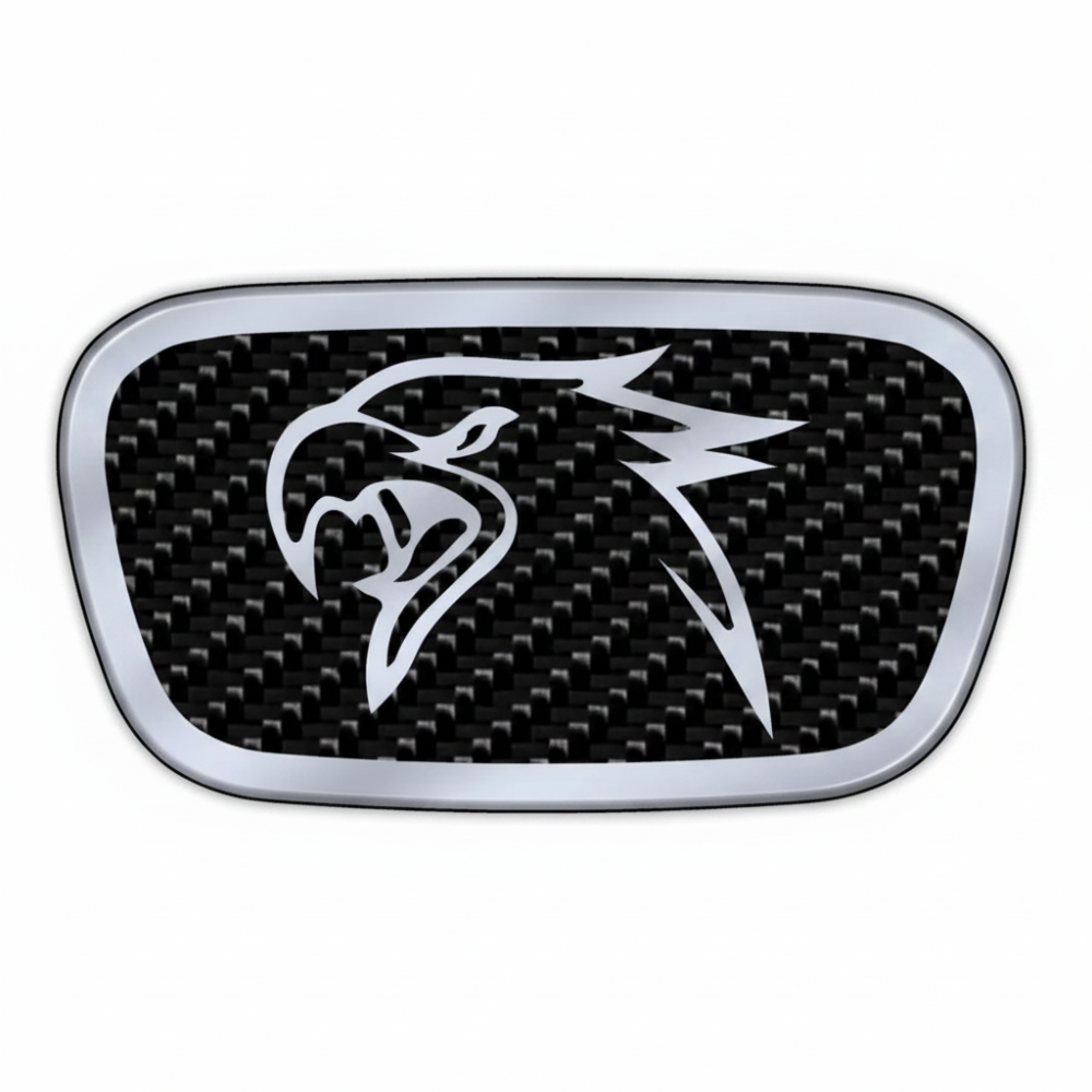 Carbon Fiber V2 Hawk Steering Wheel Center Badge - Rebadge Design & Graphics CFVHSWCB