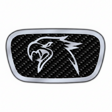 Load image into Gallery viewer, Carbon Fiber V2 Hawk Steering Wheel Center Badge - Rebadge Design &amp; Graphics CFVHSWCB