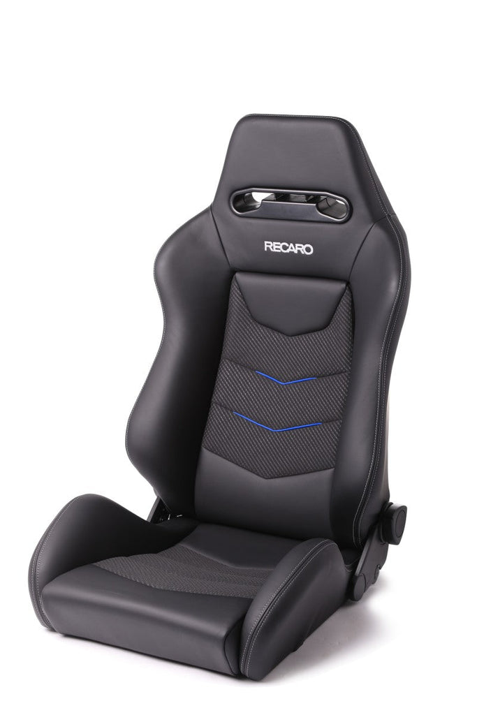 Recaro Speed V Driver Seat - Black Leather/Blue Suede Accent-Reclineable Seats-Recaro-