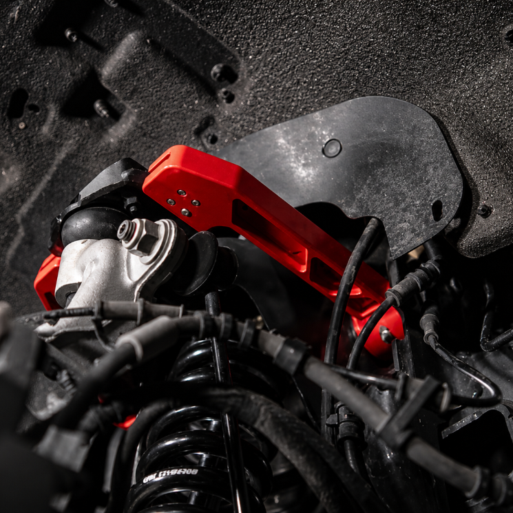 Red Cerakote UMI Performance upper A-arms for Ford F-150