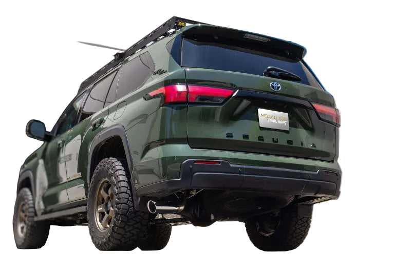 Revel Hart cat-back exhaust installed on 2023-2025 Toyota Sequoia Trail Edition rear view