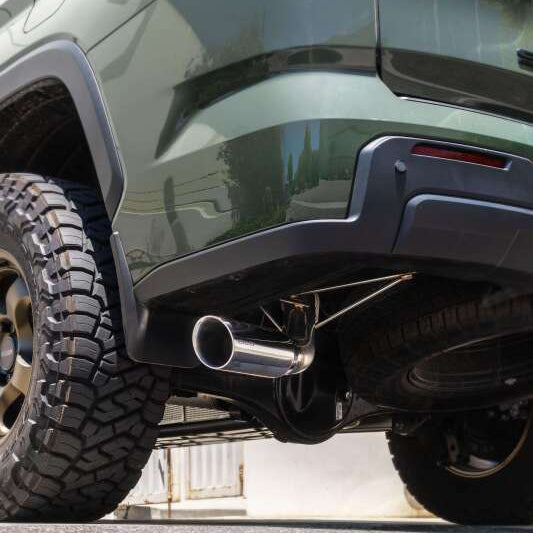 Underside view of Revel cat-back exhaust routing on Sequoia Trail