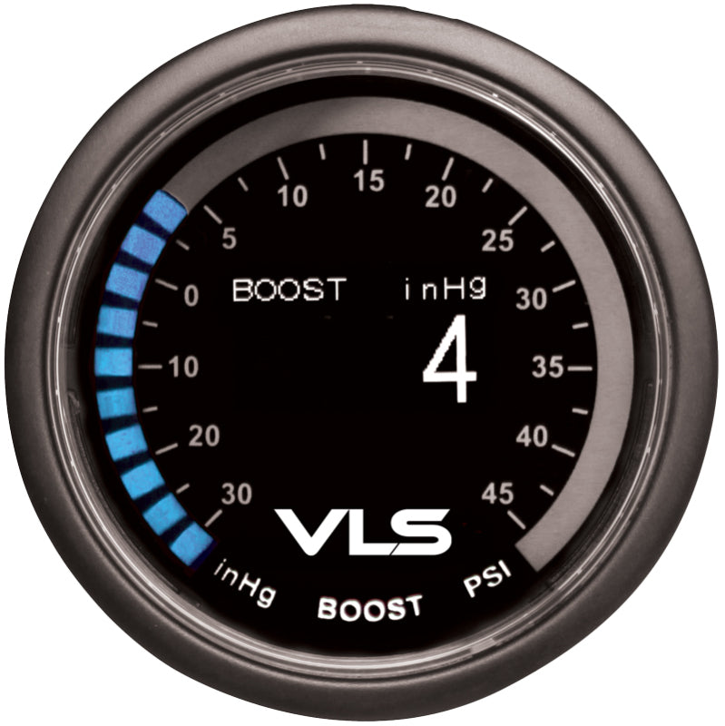 Revel VLS 52mm 30inHg-45PSI Digital OLED Boost Gauge - Black Ops Auto Works