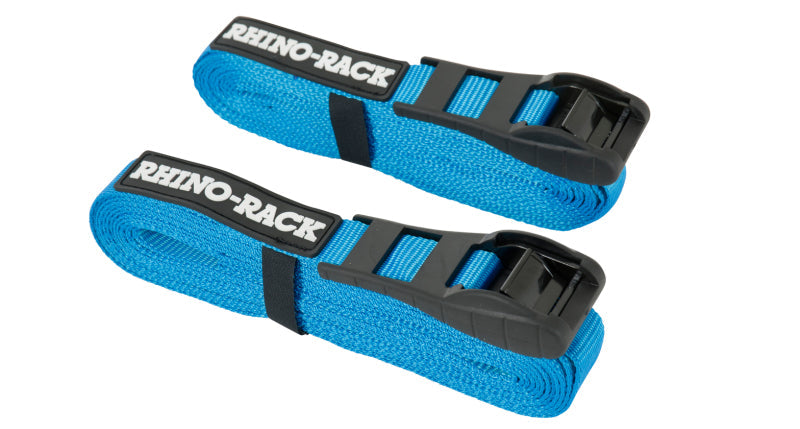 Rhino-Rack Rapid Tie Down Straps w/Buckle Protector - 5.5m/18ft - Pair - Blue - Black Ops Auto Works