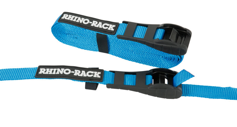 Rhino-Rack Rapid Tie Down Straps w/Buckle Protector - 5.5m/18ft - Pair - Blue - Black Ops Auto Works