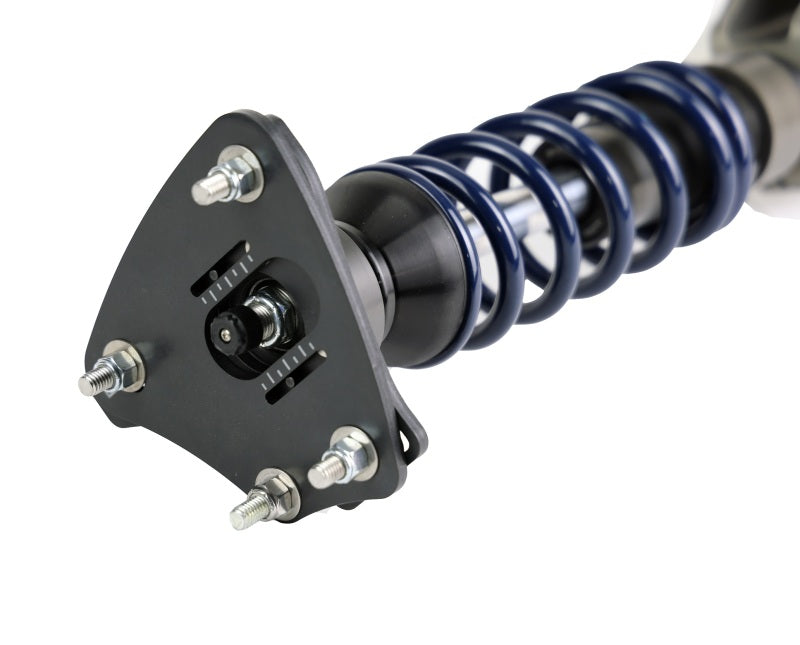 Close-up of monotube damper with 26-click rebound knob and Hyperco spring