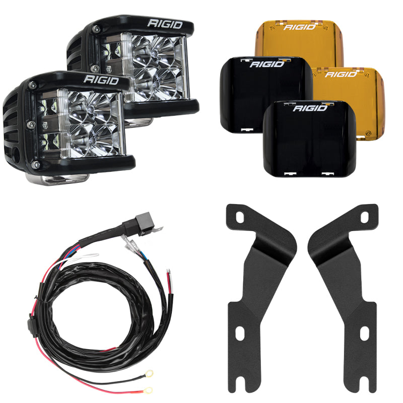 Rigid Industries 16-20 Toyota Tacoma A-Pillar Light Mount Kit (Incl. D-SS Flood/Black/Yellow Covers) - Black Ops Auto Works