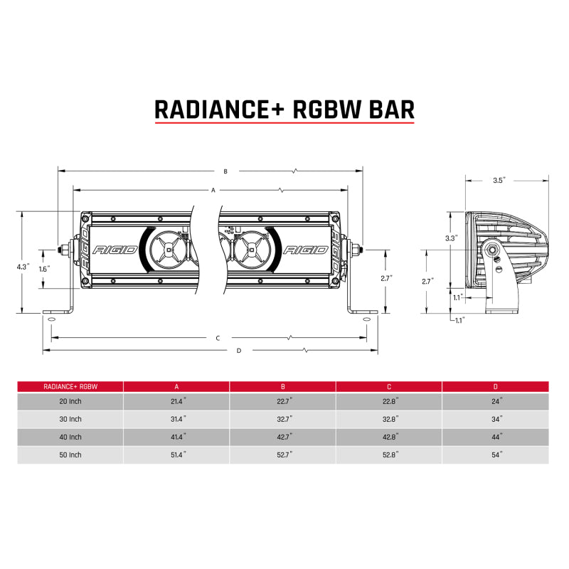Rigid Industries Radiance+ 40in. RGBW Light Bar-Light Bars & Cubes-Rigid Industries-849774035920-
