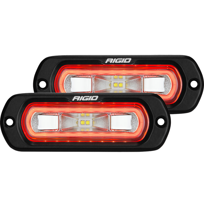 Rigid Industries SR-L Series Flush Mount LED Spreader Pair w/ Red Halo - Universal - Black Ops Auto Works